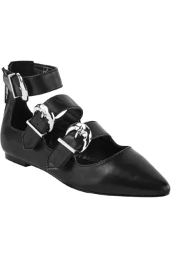 KILLSTAR Oracle Pointed Toe Flats with Crescent Hardware -Kill Star Store ORACLE FLATS 1