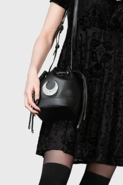 KILLSTAR Ozul Bag - Faux Leather Moon Detail Bucket Bag