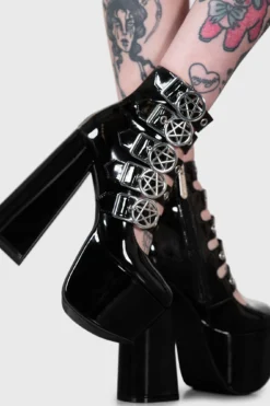 Killstar Panic Platform Shoes - Gothic Pentagram Heels