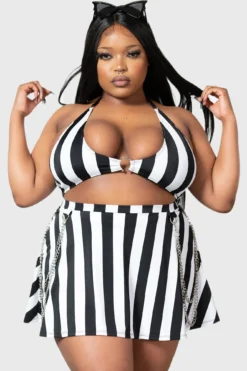 KILLSTAR Pantha's Prowl Plus Size Swim Skirt with Chain Detail -Kill Star Store PANTHAS PROWL SWIM SKIRT PLUS W D