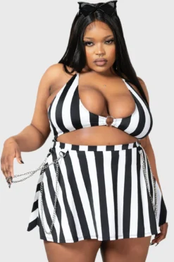 KILLSTAR Pantha's Prowl Plus Size Swim Skirt with Chain Detail -Kill Star Store PANTHAS PROWL SWIM SKIRT PLUS W E