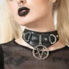 Killstar Penta Ritual Choker - Pentagram Faux Leather Jewelry