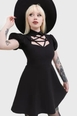 KILLSTAR Pentaphase Dress - Gothic Mini Dress with Puff Sleeves -Kill Star Store PENTAPHASE DRESS W D