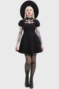 KILLSTAR Pentaphase Dress - Gothic Mini Dress with Puff Sleeves -Kill Star Store PENTAPHASE DRESS W E