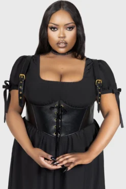 Killstar Phantoms Embrace Harness - Gothic Brass Gold Underbust -Kill Star Store PHANTOMSEMBRACEHARNESS BLACK PLUS B