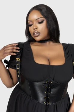 Killstar Phantoms Embrace Harness - Gothic Brass Gold Underbust -Kill Star Store PHANTOMSEMBRACEHARNESS BLACK PLUS C