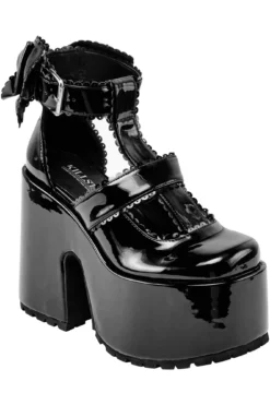 KILLSTAR Pricilla Platforms - Gothic Faux Leather Bow Heels 5 KILLSTAR Pricilla Platforms - Gothic Faux Leather Bow Heels -Kill Star Store PRICILLA PLATFORMS B