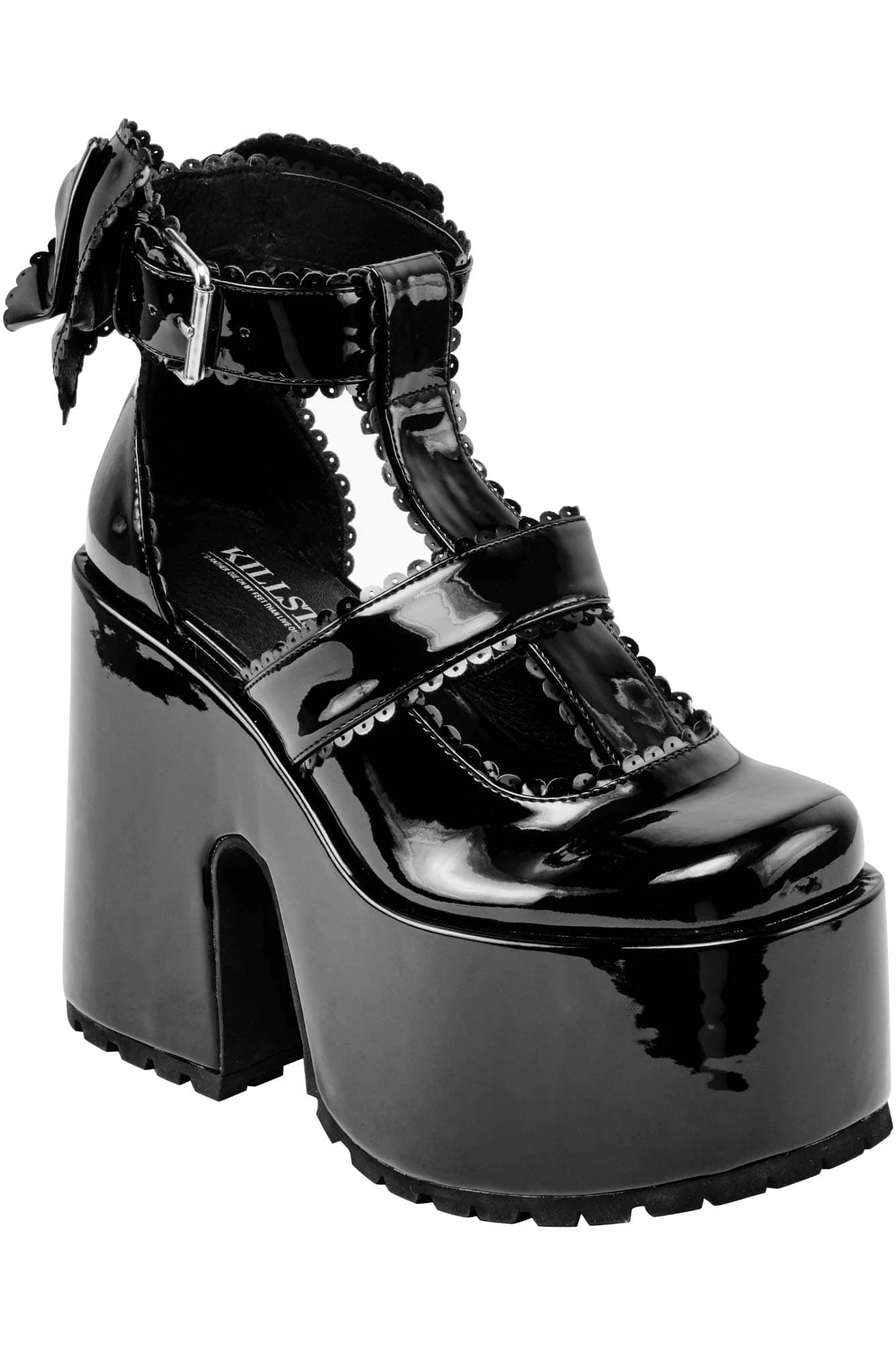 KILLSTAR Pricilla Platforms - Gothic Faux Leather Bow Heels 3 KILLSTAR Pricilla Platforms - Gothic Faux Leather Bow Heels - Image 3