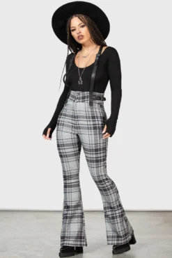 Prophet Of Doom Suspender Trousers [GREY TARTAN] -Kill Star Store PROPHET OF DOOM TROUSERS GREY W E