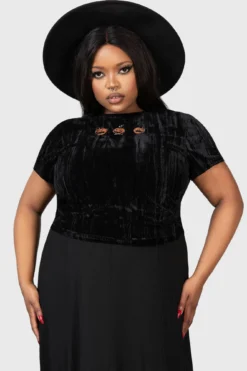 KILLSTAR Prospector's Harvest Plus Size Crushed Velour Crop Top