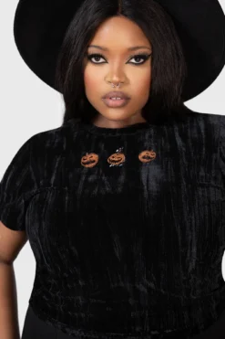 KILLSTAR Prospector's Harvest Plus Size Crushed Velour Crop Top -Kill Star Store PROSPECTORS HARVEST CROP TOP PLUS W E