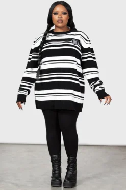 Killstar Pugsley Addams Plus Size Striped Sweater - Official Wednesday Collab 6 Killstar Pugsley Addams Plus Size Striped Sweater - Official Wednesday Collab -Kill Star Store PUGSLEY ADDAMS SWEATER W PLUS D