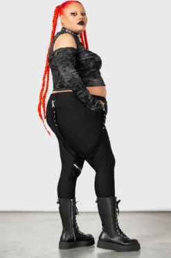 KILLSTAR Punkster Cold Shoulder Distressed Top [Plus] -Kill Star Store PUNKSTER COLD SHOULDER TOP PLUS W E