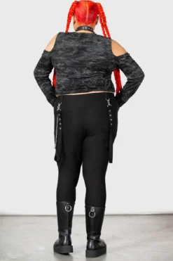 KILLSTAR Punkster Cold Shoulder Distressed Top [Plus] -Kill Star Store PUNKSTER COLD SHOULDER TOP PLUS W F