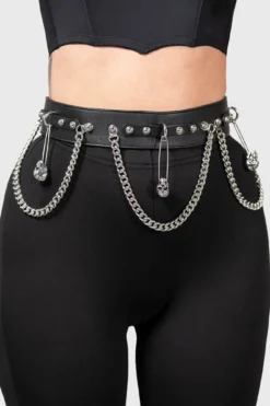 KILLSTAR Punktured Belt with Sculpted Skull & Chain Details