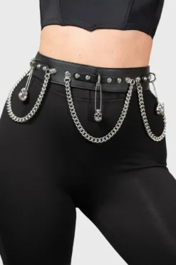KILLSTAR Punktured Belt with Sculpted Skull & Chain Details -Kill Star Store PUNKTURED BELT W D