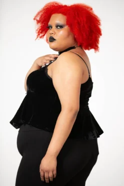 Killstar Quartz Night Velvet Plus Size Peplum Top with Lace Trim 8 Killstar Quartz Night Velvet Plus Size Peplum Top with Lace Trim -Kill Star Store QUARTZ NIGHT VELVET TOP PLUS W 4