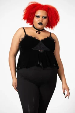 Killstar Quartz Night Velvet Plus Size Peplum Top with Lace Trim 7 Killstar Quartz Night Velvet Plus Size Peplum Top with Lace Trim -Kill Star Store QUARTZ NIGHT VELVET TOP PLUS W C