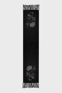 KILLSTAR Ravens Rose Embroidered Oversized Tassel Scarf -Kill Star Store RAVENS ROSE SCARF 1