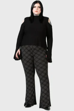 Killstar Renata Plus Size Grey Tartan Flares -Kill Star Store RENATA FLARES PLUS W C