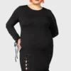 KILLSTAR Rory Plus Size Bodycon Dress - Long Sleeve Lace Up