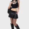 KILLSTAR Riot Doll Pleated PU Skirt with Hidden Shorts