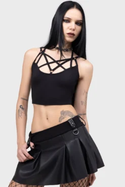 KILLSTAR Riot Doll Pleated PU Skirt with Hidden Shorts -Kill Star Store Riot Doll Skirt C