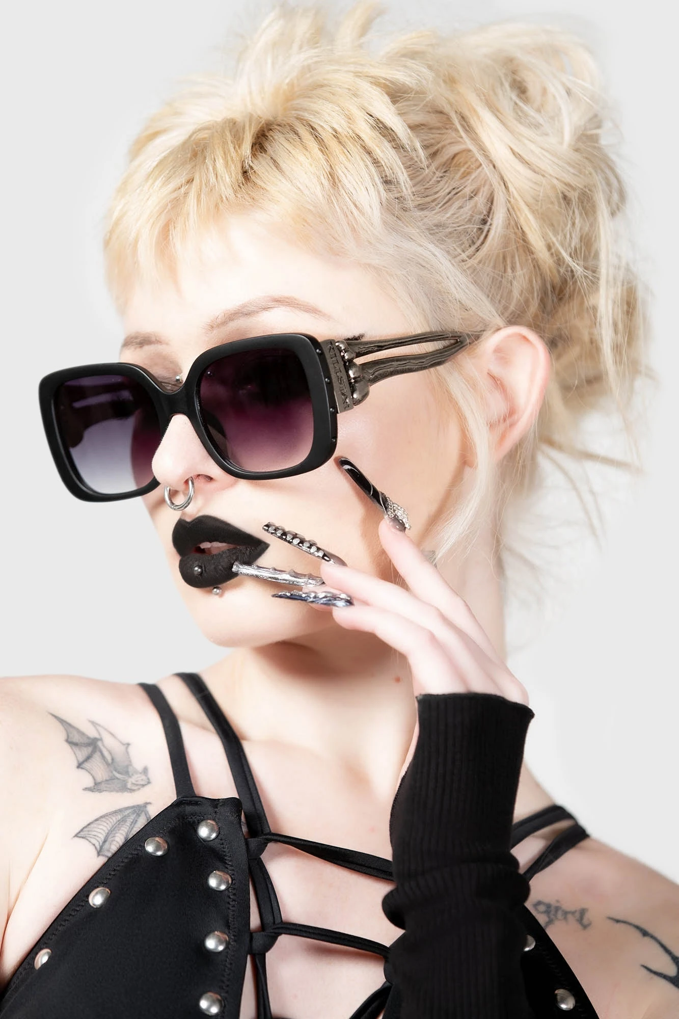 KILLSTAR Sally Sunglasses with Sculpted Metal Bone Arms 2 KILLSTAR Sally Sunglasses with Sculpted Metal Bone Arms - Image 2