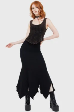 KILLSTAR Sanguinity Skirt - Distressed Fishtail Denim Skirt