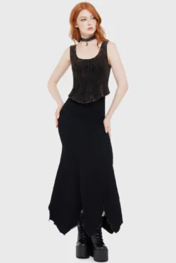 KILLSTAR Sanguinity Skirt - Distressed Fishtail Denim Skirt -Kill Star Store SANGUINITYSKIRT E