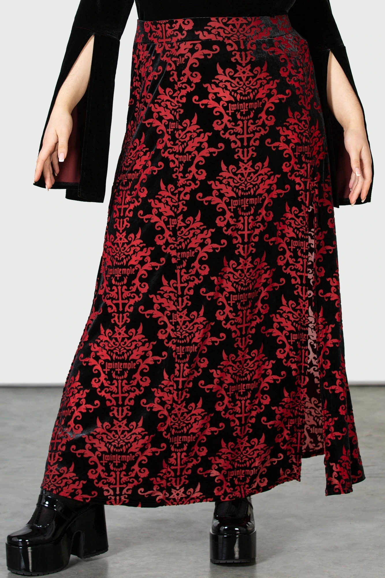 KILLSTAR Scarlet Fiend Maxi Skirt - Official Twin Temple Plus Size 2 KILLSTAR Scarlet Fiend Maxi Skirt - Official Twin Temple Plus Size - Image 2