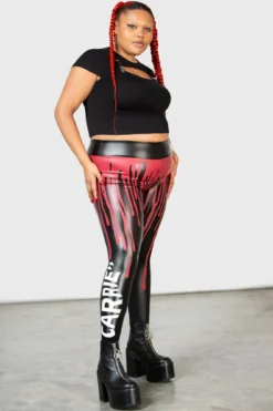 KILLSTAR x Carrie Senior Prom Plus Size PU Leggings -Kill Star Store SENIOIR PROM LEGGINGS PLUS W B