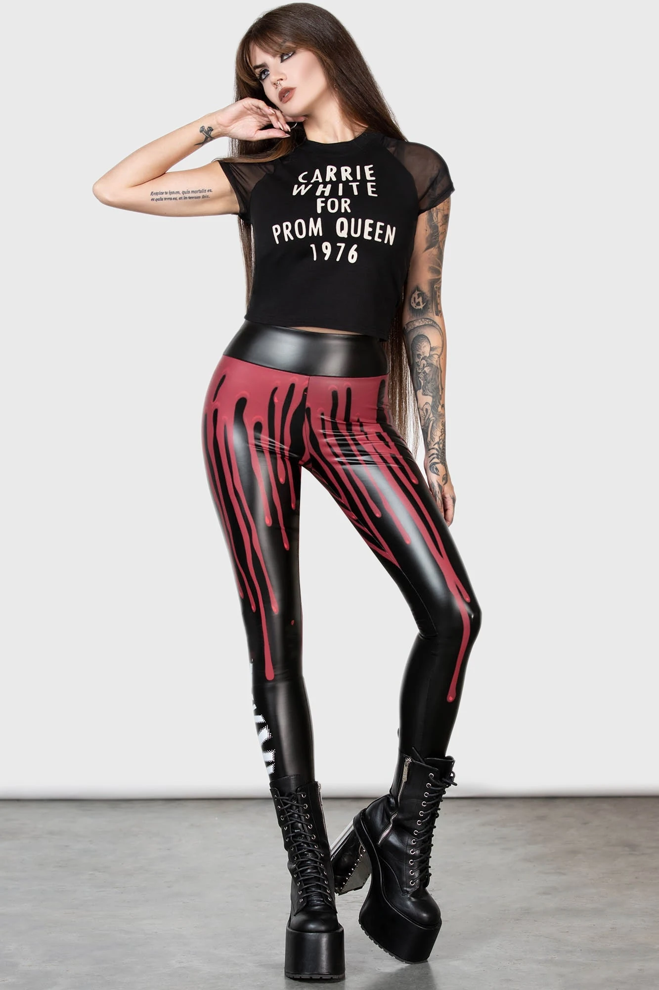 Killstar x Carrie Senior Prom Blood Drip Leggings 1 Killstar x Carrie Senior Prom Blood Drip Leggings