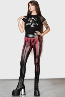 Killstar x Carrie Senior Prom Blood Drip Leggings 8 Killstar x Carrie Senior Prom Blood Drip Leggings -Kill Star Store SENIOR PROM LEGGINGS W E
