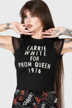 Killstar x Carrie Senior Prom Shrunken T-Shirt -Kill Star Store SENIOR PROM SHRUNKEN TSHIRT W D