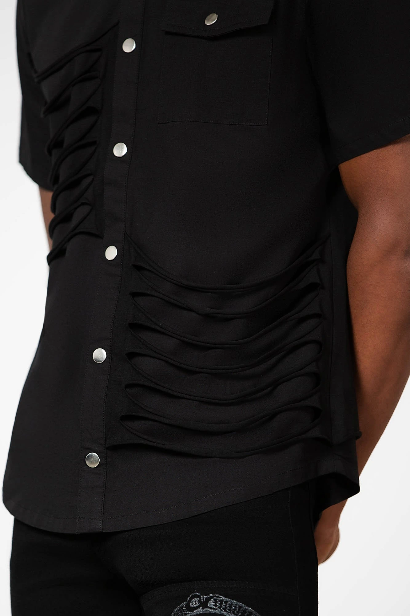 KILLSTAR Shayde Button-Up Shirt - Distressed Black Tonal Print 6 KILLSTAR Shayde Button-Up Shirt - Distressed Black Tonal Print - Image 6
