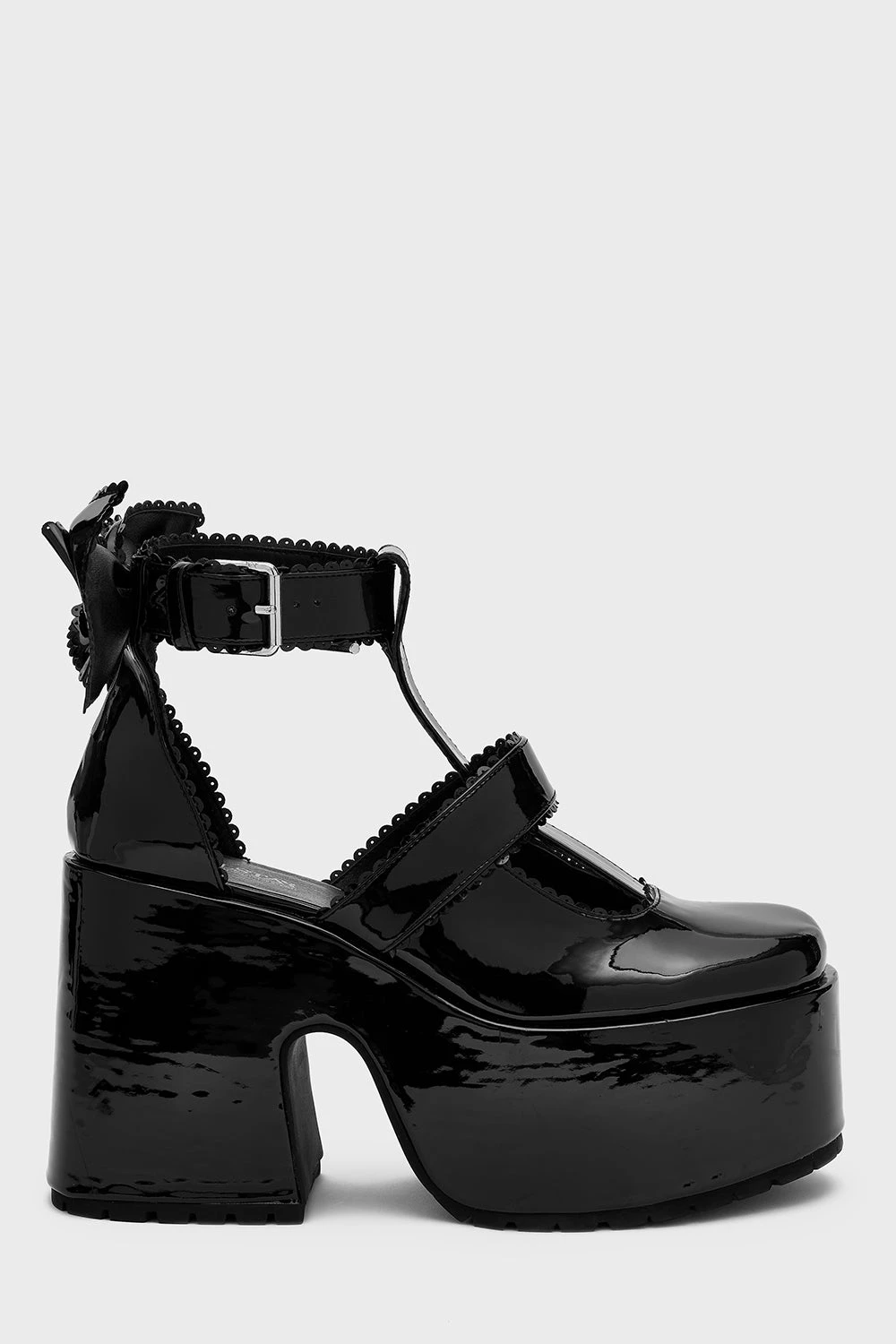 KILLSTAR Pricilla Platforms - Gothic Faux Leather Bow Heels 2 KILLSTAR Pricilla Platforms - Gothic Faux Leather Bow Heels - Image 2