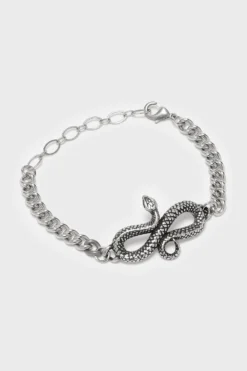 Alchemy Silver Fang Wrapping Snake Pewter Bracelet