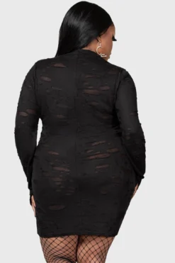 Sinners Glimmer Long Sleeve Dress [PLUS] -Kill Star Store SINNERS GLIMMER BODYCON DRESS PLUS W E