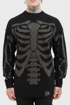 KILLSTAR Skellie Sweater - Men's Skeleton Graphic Knit Jumper