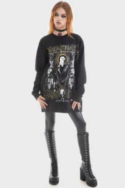 Killstar x The Lost Boys Sleep All Day Distressed Sweatshirt 19 Killstar x The Lost Boys Sleep All Day Distressed Sweatshirt -Kill Star Store SLEEP ALL DAY SWEATSHIRT W B b057df26 1ec9 4761 8494 e12094a63b47