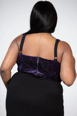 KILLSTAR Snarl Purple Burnout Velvet Corset Top - Plus Size -Kill Star Store SNARL CORSET TOP PURPLE PLUS W F