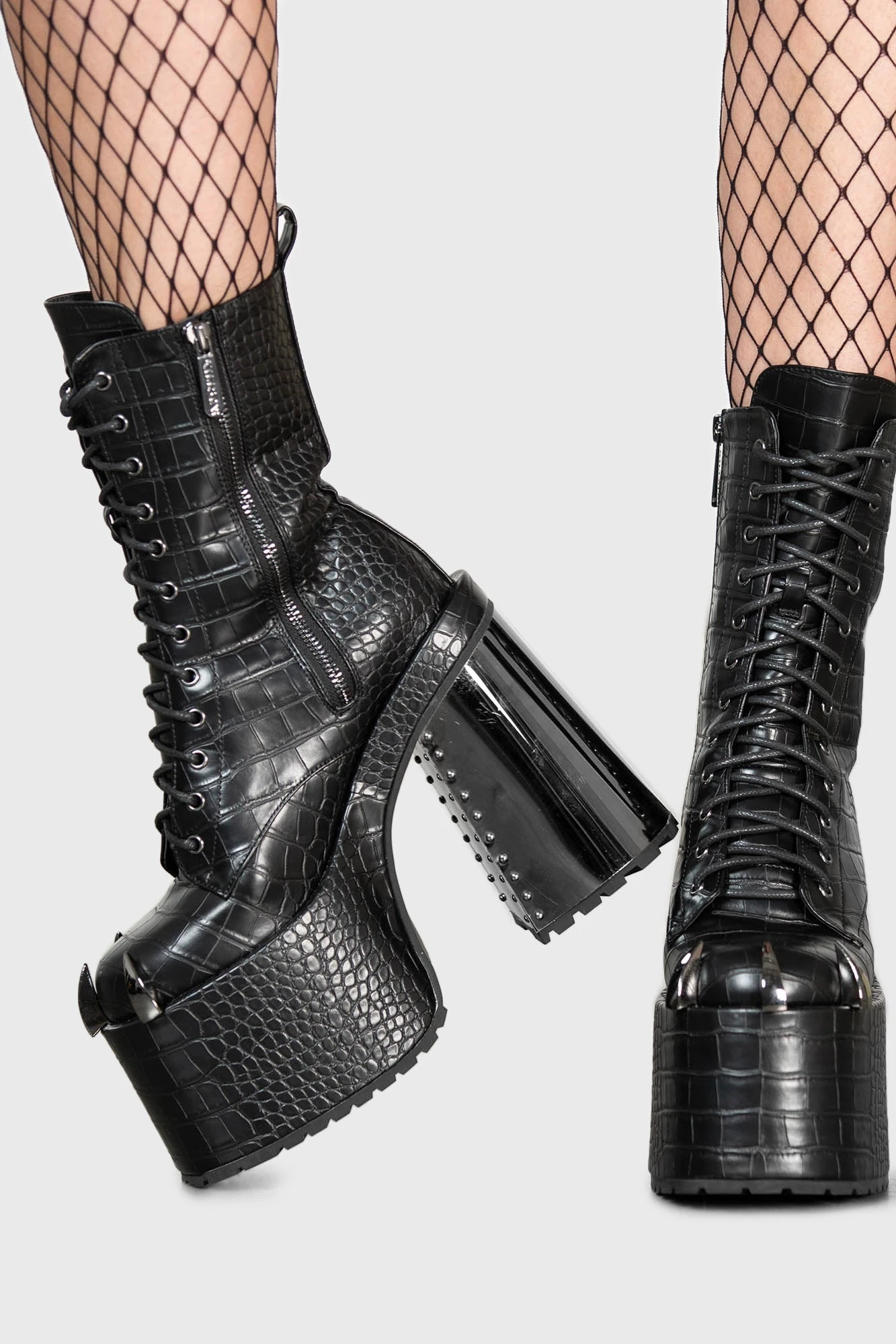 KILLSTAR So Icy Platform Boots - Faux Snake Skin Statement Heels 2 KILLSTAR So Icy Platform Boots - Faux Snake Skin Statement Heels - Image 2