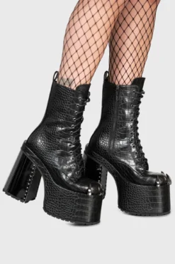 KILLSTAR So Icy Platform Boots - Faux Snake Skin Statement Heels 6 KILLSTAR So Icy Platform Boots - Faux Snake Skin Statement Heels -Kill Star Store SO ICY PLATFORM BOOTS D