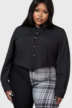 Killstar Sofia Shirt [Plus Size] - Cropped Gothic Blouse -Kill Star Store SOFIA SHIRT PLUS W D