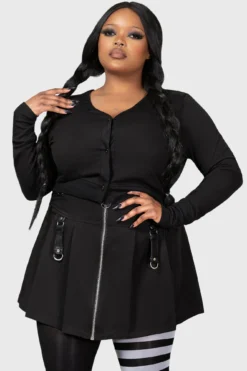 Wednesday x Killstar Solitude Suits Me Cropped Cardigan [Plus Size] -Kill Star Store SOLITUDE SUITS ME CARDIGAN PLUS W D