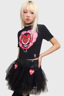 KILLSTAR Splendidly Evil Baby Tee - HIM Glitter Graphic Top