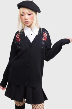 KILLSTAR Splendidly Evil Cardigan - Official HIM Knitwear -Kill Star Store SPLENDIDLYEVILCARDIGAN E