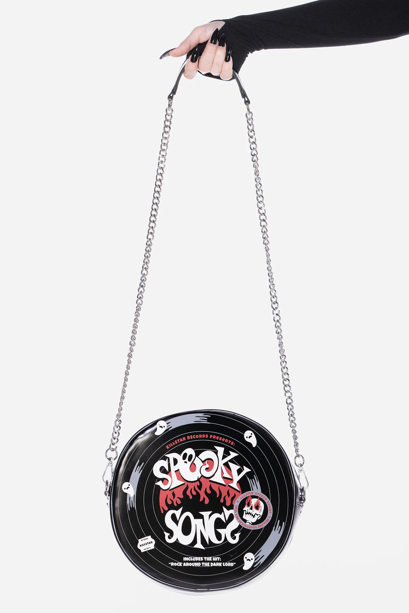 KILLSTAR Spooky Songs Handbag: Gothic Vinyl Record Design 1 KILLSTAR Spooky Songs Handbag: Gothic Vinyl Record Design
