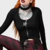 Killstar Starcanum Top - Ribbed Gothic Long Sleeve with Choker Detail
